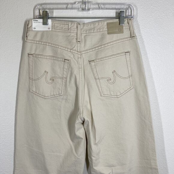 AG Kora Jeans Womens 29 High Rise Wide Leg Cream Denim Pants Cotton Casual - Picture 5 of 12